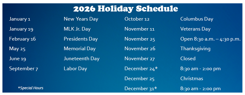 Holiday Hours